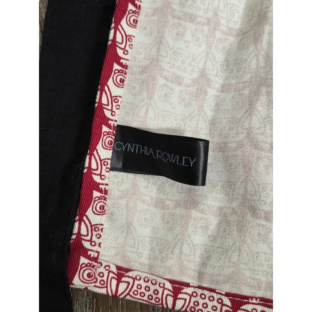 Cynthia Rowley Owl Chevron Print Cotton Halter Apron Red Black White Pockets